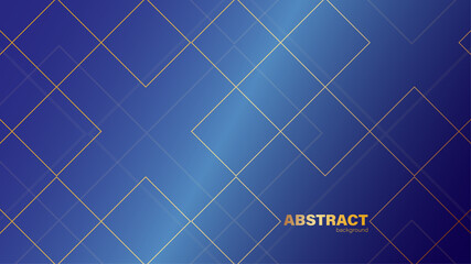 Abstract blue background and gold rectangular grid, background with copy space for design, vector.