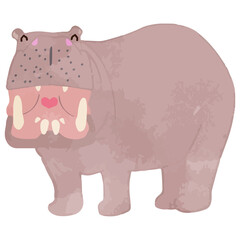 A hippopotamus that opens its mouth with a smile