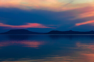 landscape after sunset on Lake Balaton - Hungary