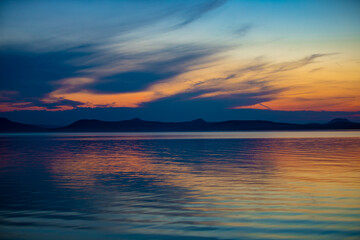 twilight landscape on the lake