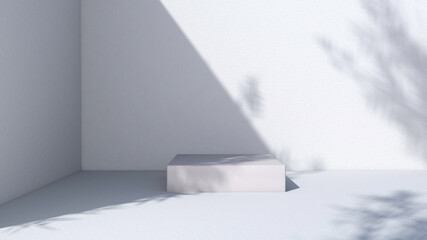 Background rendering with podium and wall scene abstract background. 3D illustration, 3D rendering