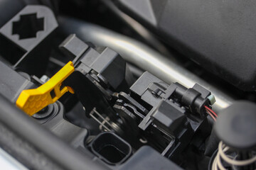Hood latch mechanism of a new vehicle