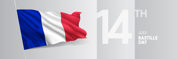 Obraz premium France happy Bastille day greeting card, banner vector illustration