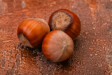 Hazelnut heap isolated over background