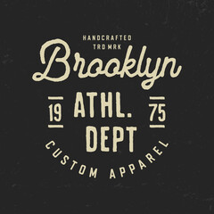 Fototapeta na wymiar Brooklyn. Athletic Dept. T Shirt Design. Vector Illustration 
