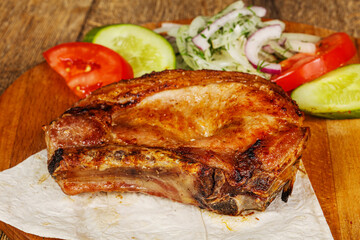 Grilled juicy pork tenderlion steak