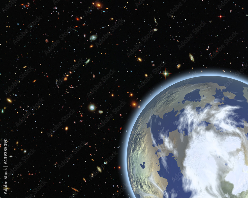Poster magnificent earth in outer space. the elements of this image furnished by nasa.