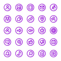 Filled outline icons for social networks.