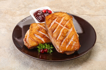 Roasted duck breast with sauce