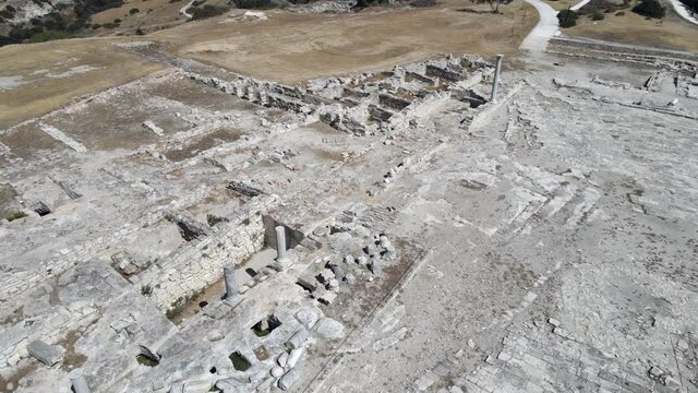 Drone view at the archaeological remains of Kourion on Cyprus island