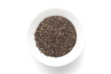 Macro close-up of Organic Black Cumin (Elwendia persica) or black caraway or Kala jeera on white background. Pile of Indian Aromatic Spice. Top view