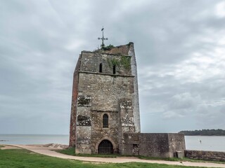 Obraz premium old church tower by the coast on the Isle of Wight Hampshire England