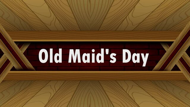 04 June, Old Maid's Day, Neon Text Effect on Bricks Background