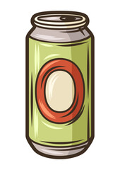 Illustration of aluminum beer can. Object in engraving hand drawn style. Old element for beer festival or Oktoberfest.