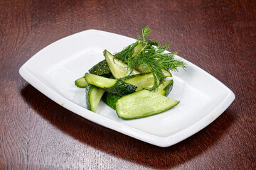 Pickled cucumbers with herbs