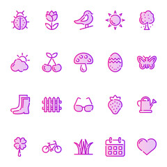 Gradient color outline icons for spring.