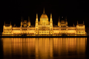 Budapest Parliament Building seen at night