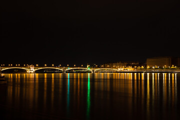 Fototapeta na wymiar Margaret Bridge in Budapest - Hungary seen at night