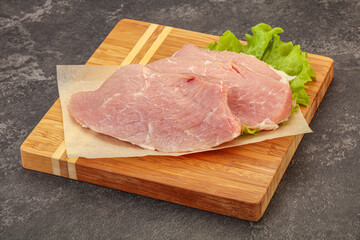 Raw pork steak for cooking