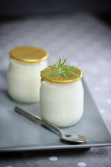 Obraz na płótnie Canvas yogurt, dairy product, glass jar