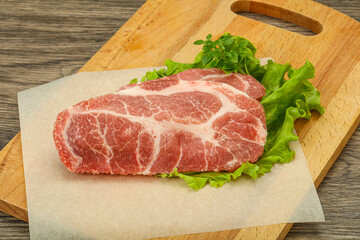 Raw pork meat neck steack