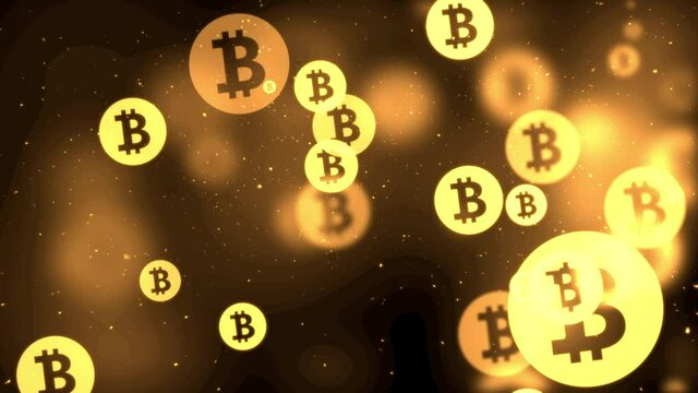 Image video of golden cryptocurrency that can be used in business and economy 4K loop