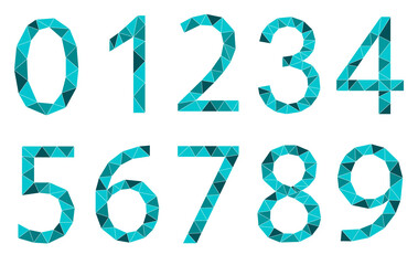Set of mint numbers polygon style isolated on white background. Learning numbers, serial number, price, place