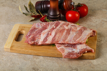 Raw pork ribs for cooking