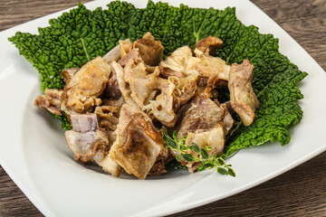 Baled lamb meat in the bowl