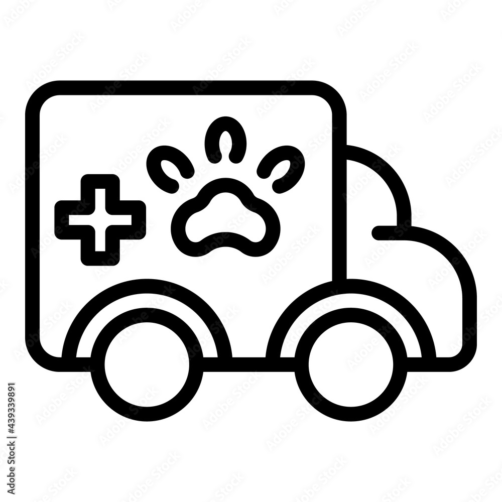 Wall mural Veterinary clinic ambulance car icon. Outline Veterinary clinic ambulance car vector icon for web design isolated on white background - Wall murals