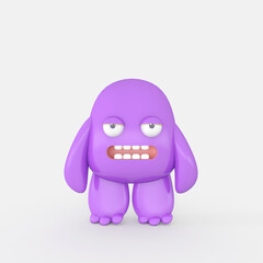 Cartoon monster with Wall Background. 3D illustration, 3D rendering	