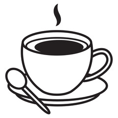 black coffee line icon