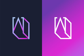 Fototapeta premium Initial Letter W Logo Design in Colorful Gradient with Line Style