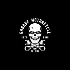 vintage logo garage motorcycle,emblem,monochrome,sign,label,rider logo,bikers,custom,vector template in black background