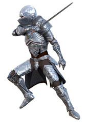 3D Rendering Medieval Warrior on White