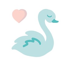 Stickers with inscriptions in English flamingos swans hearts flowers vector hand-drawn. Printtextile vintage bright funny cartoon pictures cute