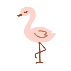 Stickers with inscriptions in English flamingos swans hearts flowers vector hand-drawn. Printtextile vintage bright funny cartoon pictures cute