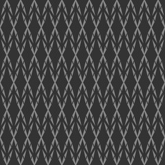 Monochrome background pattern with light gray geometric ornament on black background, wallpaper. Seamless pattern, texture. Vector illustration for design.