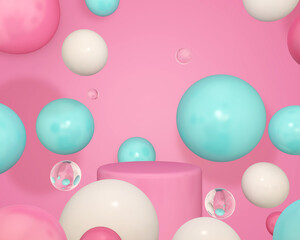 Background rendering with 3d podium and wall scene abstract background. 3D illustration, 3D rendering	