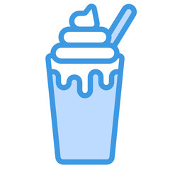 Milkshake blue line icon