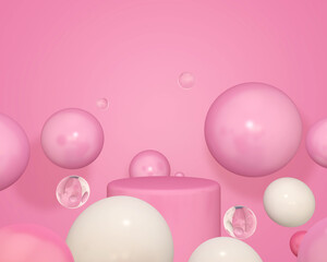 Background rendering with 3d podium and wall scene abstract background. 3D illustration, 3D rendering