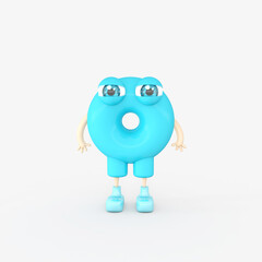 Cartoon monster with Wall Background. 3D illustration, 3D rendering	