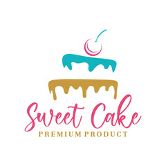 Sweet Cake Logo. Cake Shop Logo Design vector