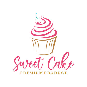 Sweet Cake Logo. Cake Shop Logo Design vector