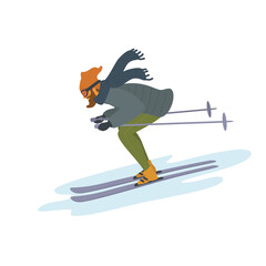 man skiing sownhill isolated vector illustration graphic