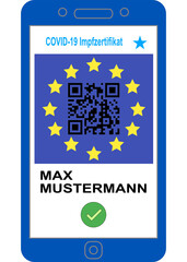 Europäisches digitales Impfzertifikat auf dem Handy