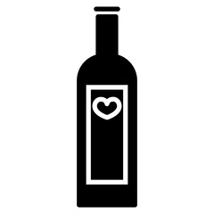 bottle of wine and heart shape glyph icon