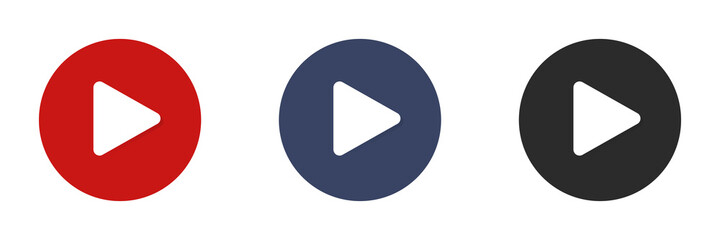 Play button icons set. Video-audio player. Vector illustration. Isolated on white background.