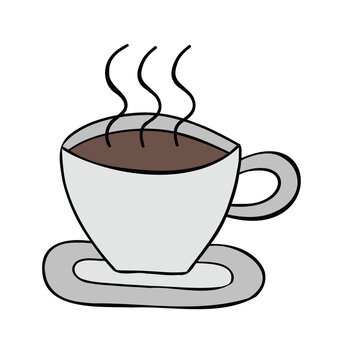 Cartoon vector illustration of a cup of hot coffee