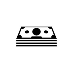 Stack Money, Pack Cash, Wad Dollars. Flat Vector Icon illustration. Simple black symbol on white background. Stack Money, Pack Cash, Wad Dollars sign design template for web and mobile UI element.